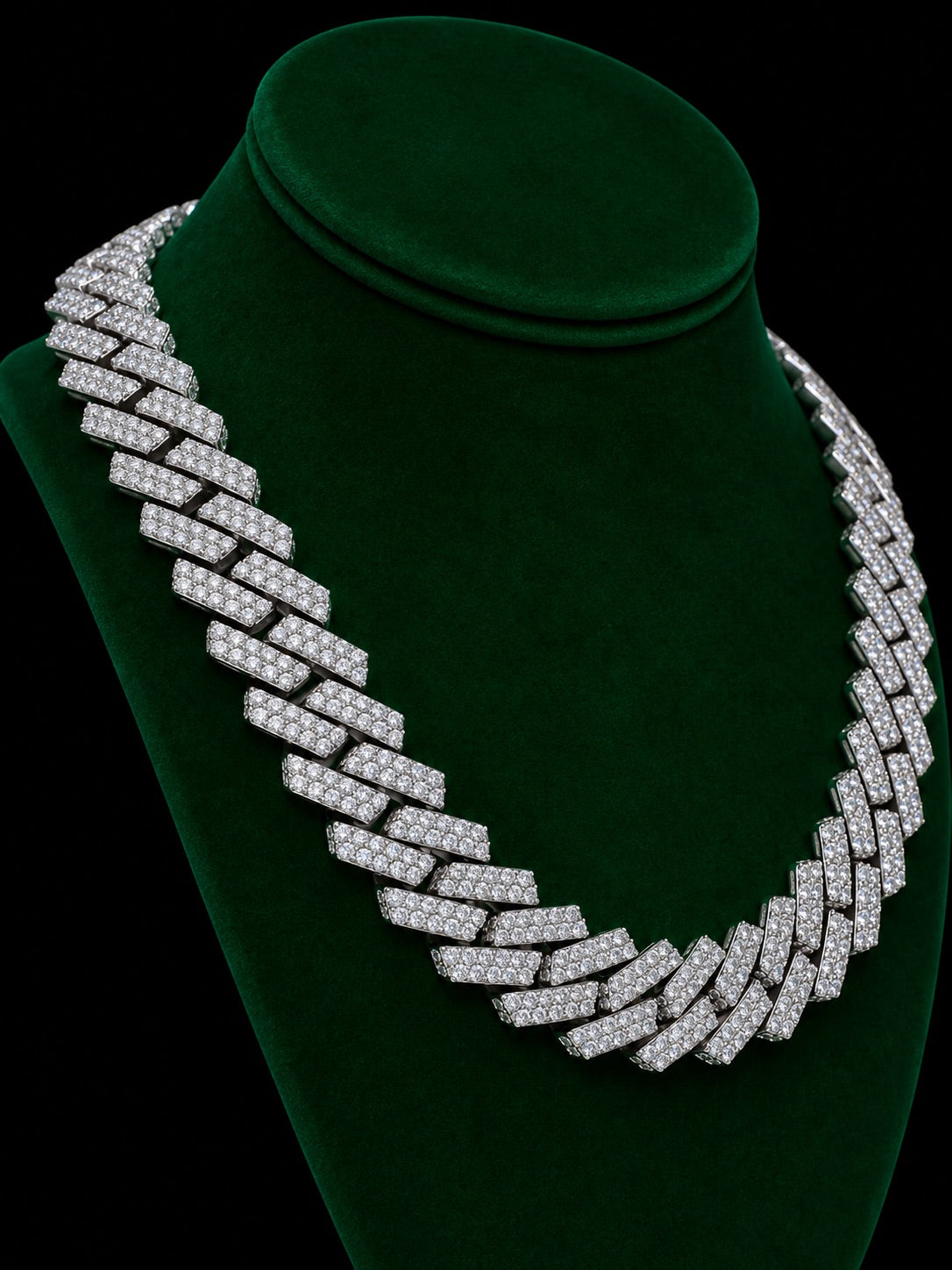3 Row VVS Moissanite Diamond 18MM 24Inch Cuban