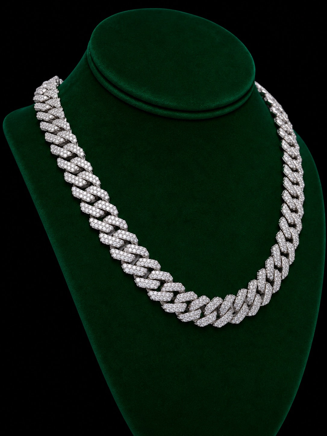 3 Row VVS Moissanite Diamond 18MM 24Inch Cuban