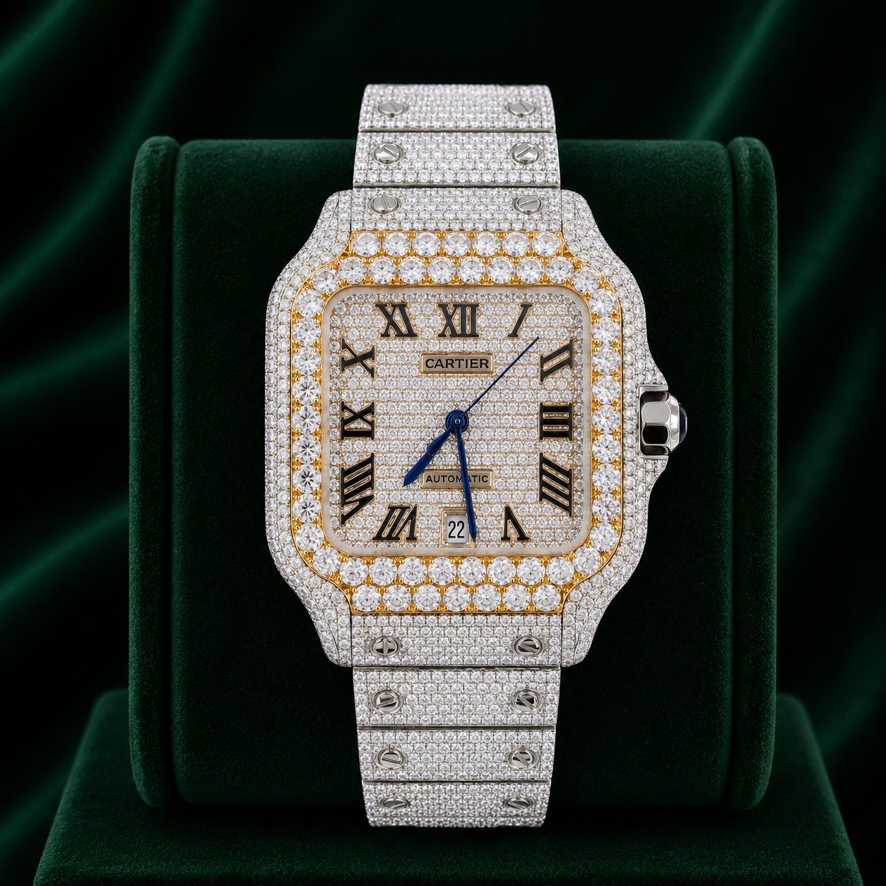 CS TWO TONE 41MM MOISSANITE DIAMOND WATCH 20CT