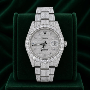 DJ 41MM MOISSANITE DIAMOND MEDIUM STONE BEZEL WATCH 22CT
