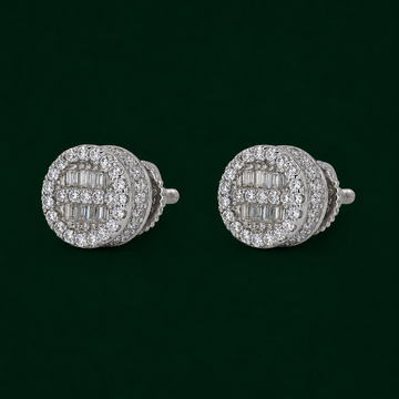 Round Baguette Infill VVS Moissanite Daimond Earrings